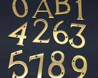 Brass House Numbers  Letters 75mm - 1 to 9 A & B Door Sign - Lacquered Finish