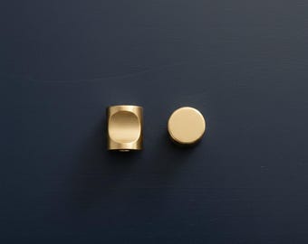 Brushed Brass Cylinder Cabinet Knobs 17x20mm Modern Drawer Pulls