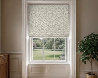 Bespoke Roman Blinds - Made To Measure with Natural Embroidery Fabric - 5 Different Colours