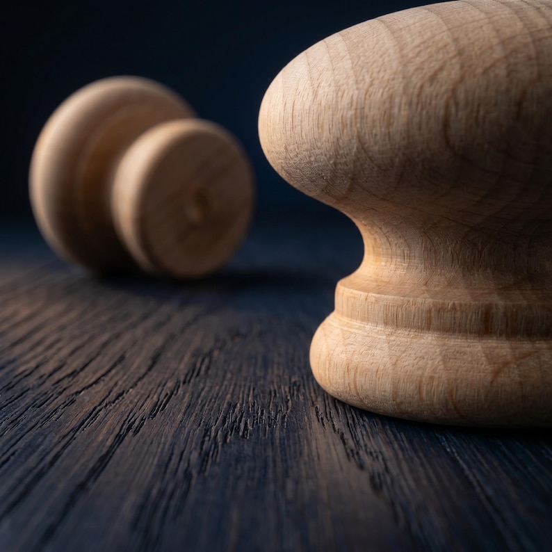 Puede incluir: Dos pomos de madera de color claro sin acabado, con una parte superior lisa y redondeada y una base ensanchada. Los pomos presentan un patr&oacute;n de veta de madera natural visible y una forma sencilla y funcional para muebles o puertas.