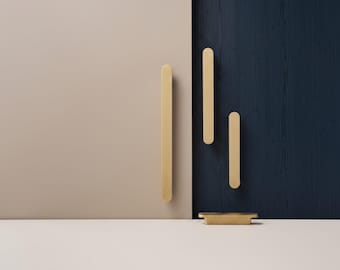 Curved Brushed Brass Cabinet Handles & Knobs Modern Kitchen Hardware