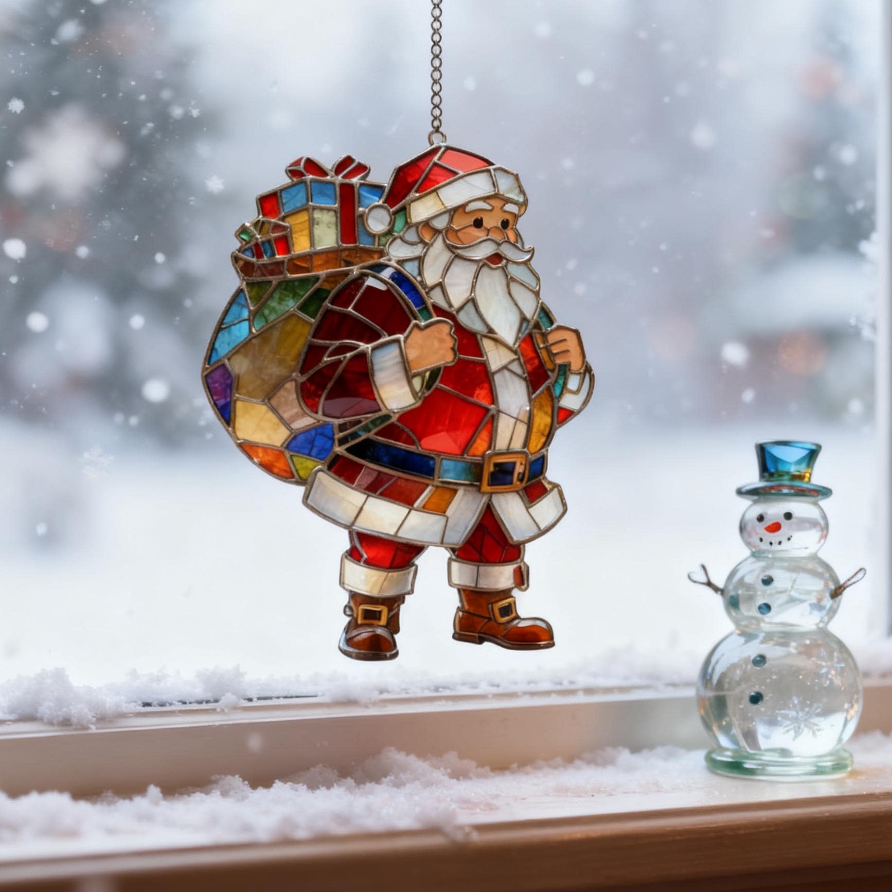 Stained Glass Santa - Etsy