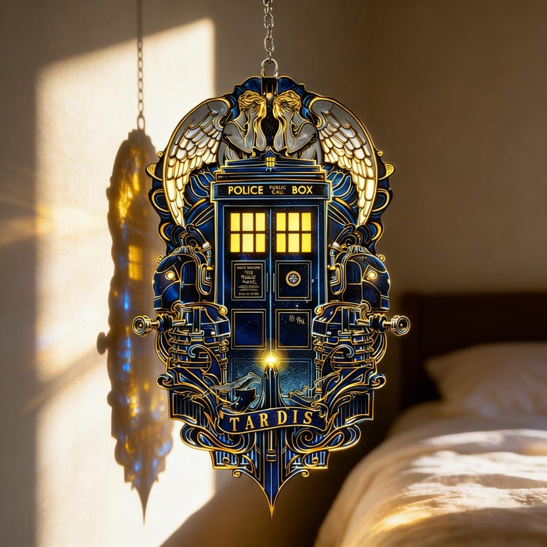 TARDIS Stained Glass Suncatcher, Doctor Who Inspired Hanging Ornament ...