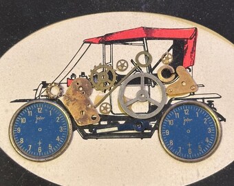 Horological collage - steampunk art piece of a vintage car