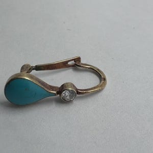 Vintage 14K Gold Turquoise Teardrop Earring