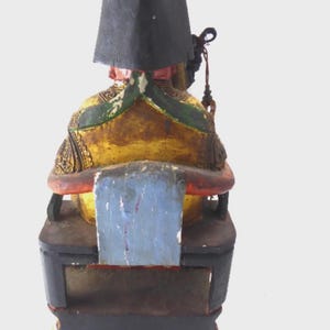 Antique Chinese Carved & Gilt Wood Temple Figure — Seated Dignitary / Civil-Official Deity, Inscribed "SW 1912"