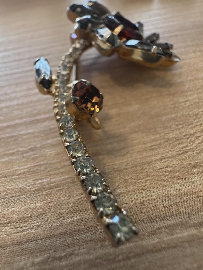 Vintage Czechoslovakian Rhinestone Flower Brooch, c. 1930s–1950s