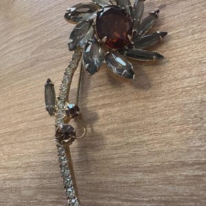 Vintage Czechoslovakian Rhinestone Flower Brooch, c. 1930s–1950s