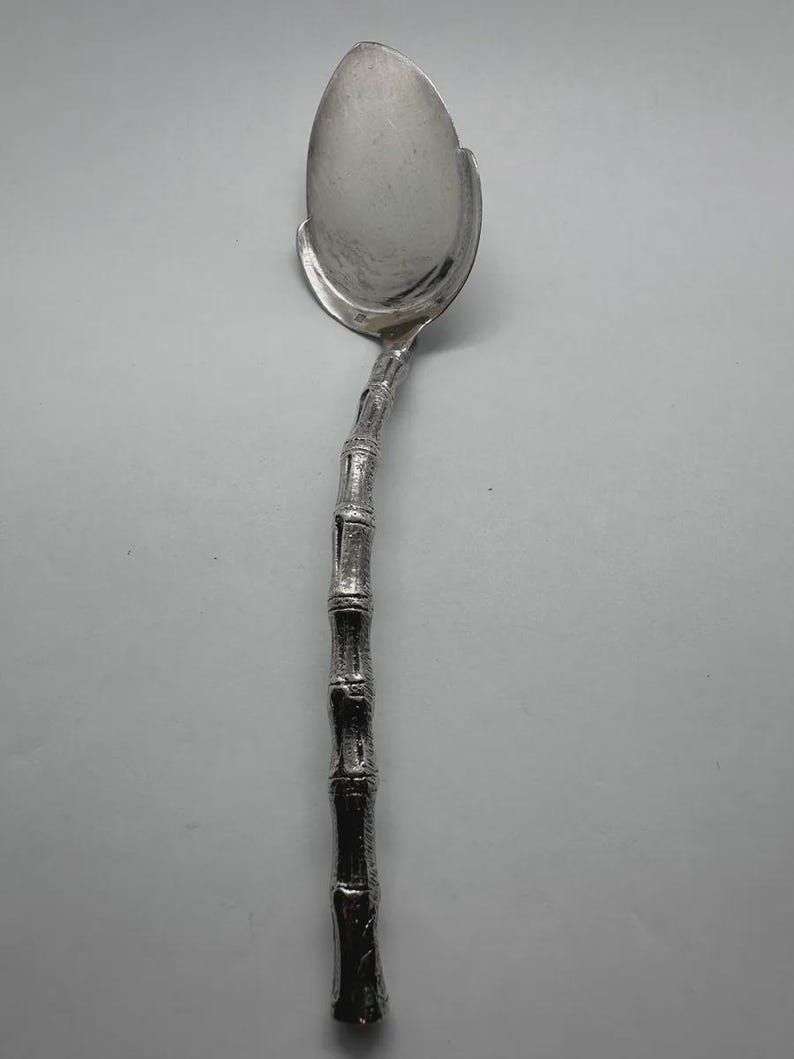 Antique Christofle Silverplate Bamboo Handle Server