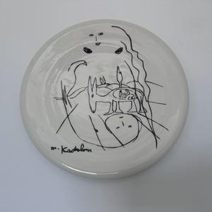 Kadishman Oil Painting On Ceramic Plate - 27CM