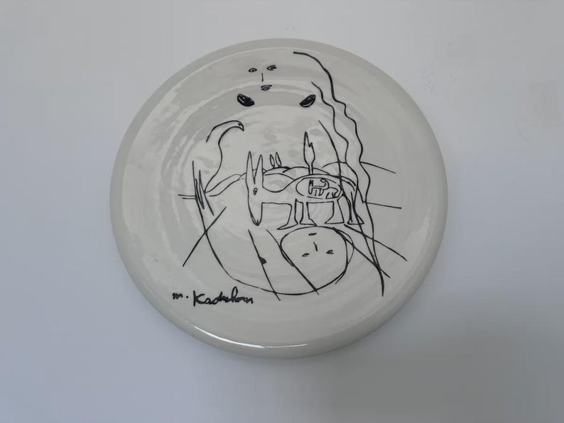 Kadishman Oil Painting On Ceramic Plate - 27CM