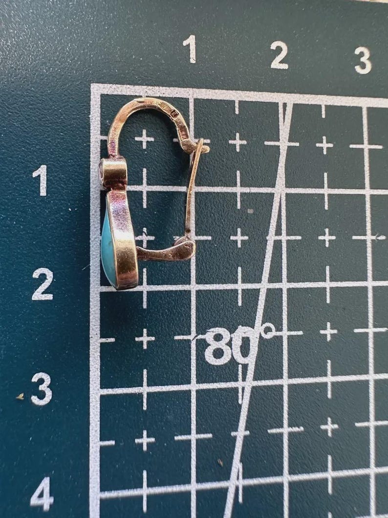 Vintage 14K Gold Turquoise Teardrop Earring