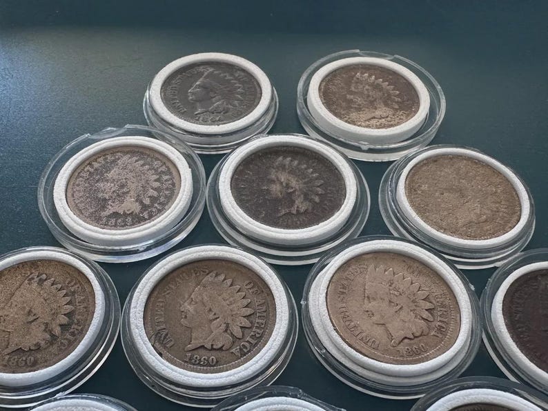 Lot of 12 Early Indian Head Pennies (1859-1864) — Verified Heavy Copper-Nickel Civil War Cents