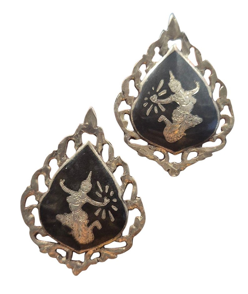 Siam niello silver earrings