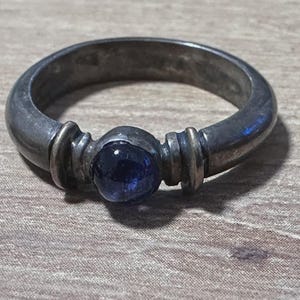 Set of 4 Vintage Silver Rings with Gemstone Cabochons