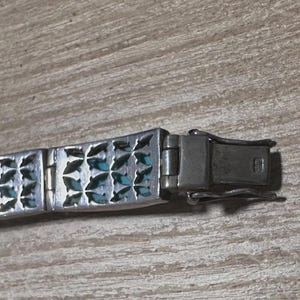 Polish Vintage Sterling Silver 925 & Turquoise Link Bracelet