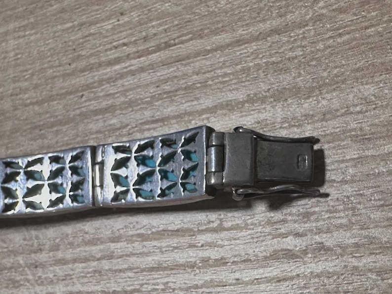 Polish Vintage Sterling Silver 925 & Turquoise Link Bracelet