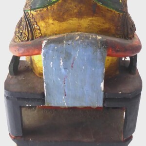 Antique Chinese Carved & Gilt Wood Temple Figure — Seated Dignitary / Civil-Official Deity, Inscribed "SW 1912"