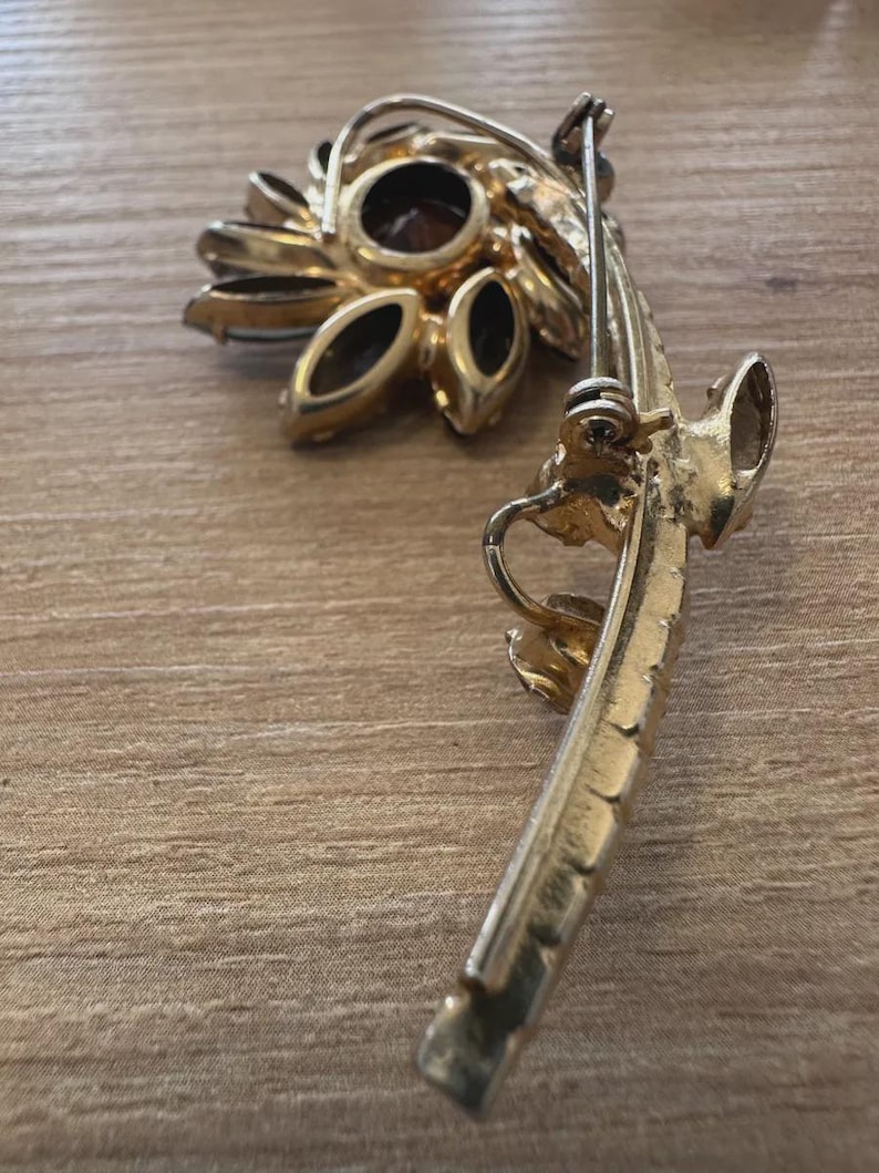 Vintage Czechoslovakian Rhinestone Flower Brooch, c. 1930s–1950s