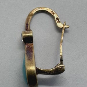 Vintage 14K Gold Turquoise Teardrop Earring