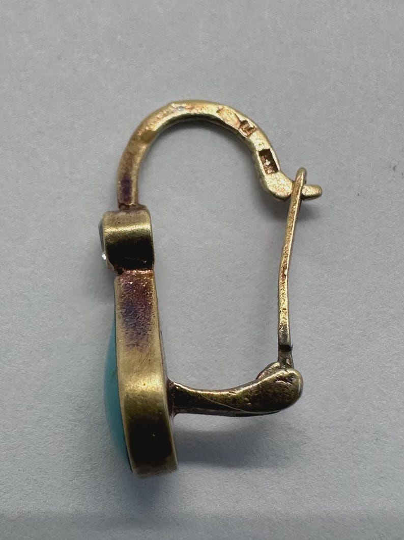 Vintage 14K Gold Turquoise Teardrop Earring
