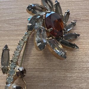 Vintage Czechoslovakian Rhinestone Flower Brooch, c. 1930s–1950s