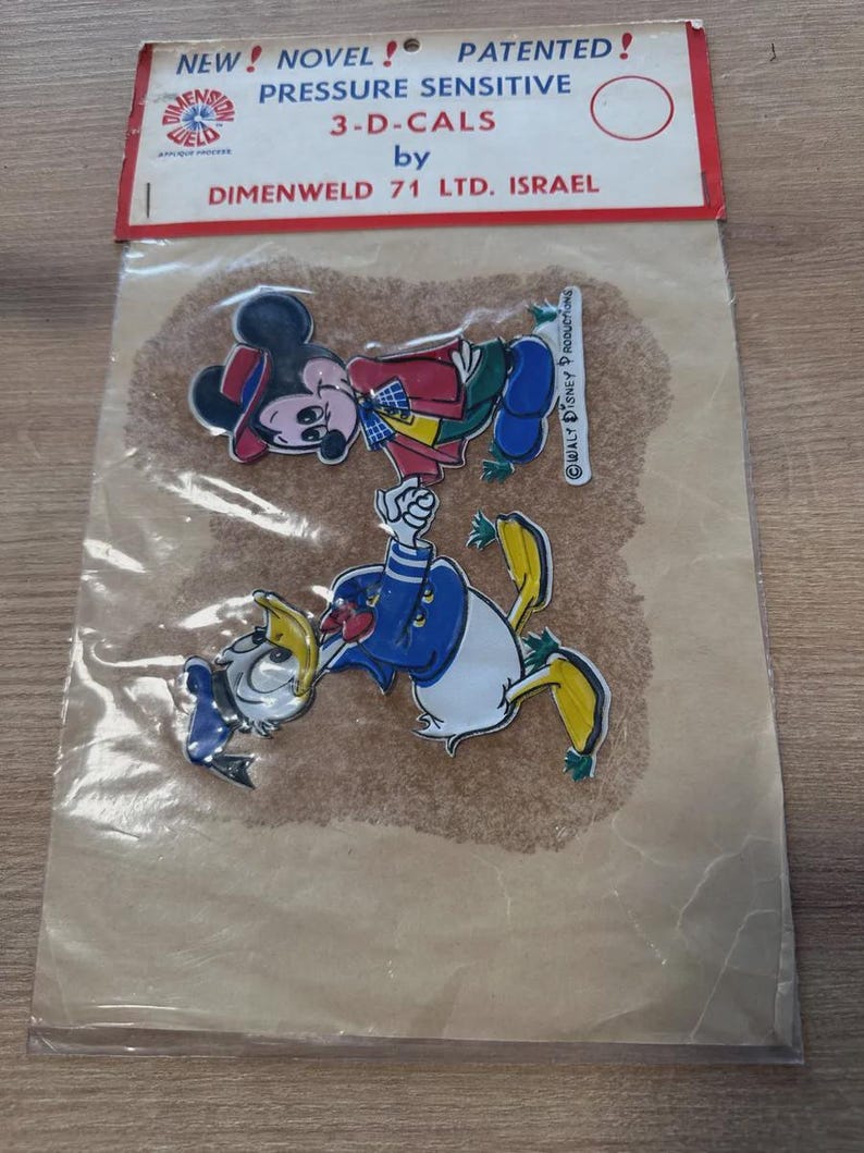 Vintage Israeli Disney 3-D-CALS Large Stickers by Dimenweld 71 - Set of 4 Sealed Packs