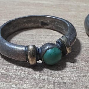 Set of 4 Vintage Silver Rings with Gemstone Cabochons