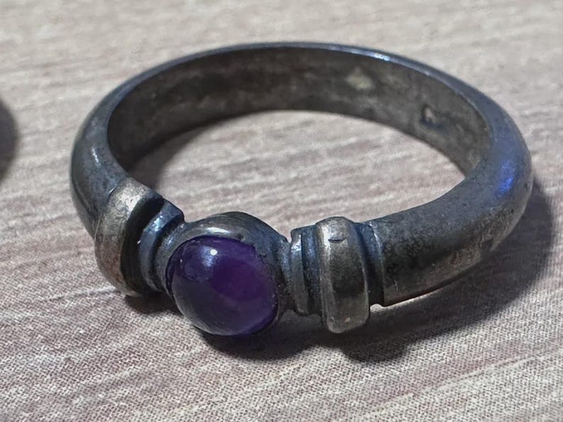 Set of 4 Vintage Silver Rings with Gemstone Cabochons