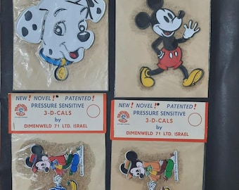 Vintage Israeli Disney 3-D-CALS Large Stickers by Dimenweld 71 - Set of 4 Sealed Packs