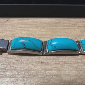 Polish Vintage Sterling Silver 925 & Turquoise Link Bracelet