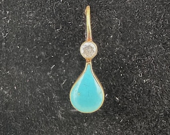 Vintage 14K Gold Turquoise Teardrop Earring