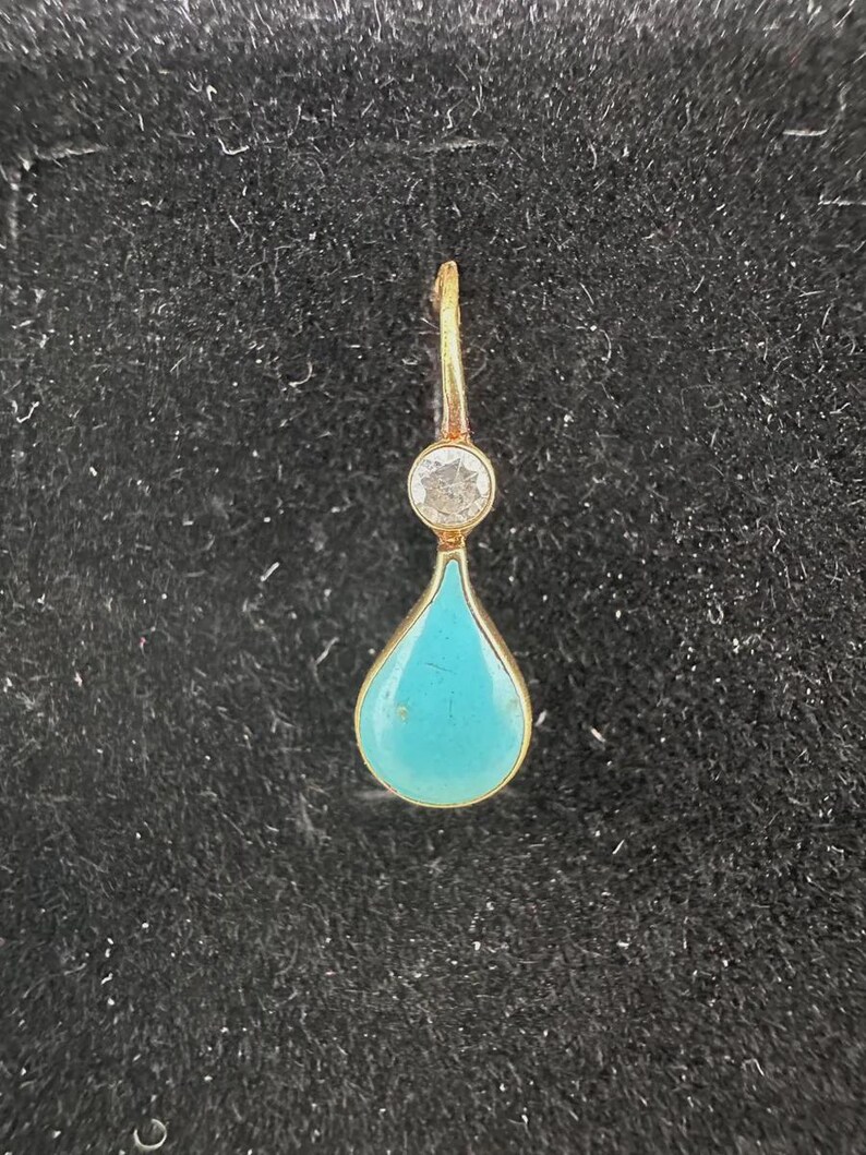 Vintage 14K Gold Turquoise Teardrop Earring