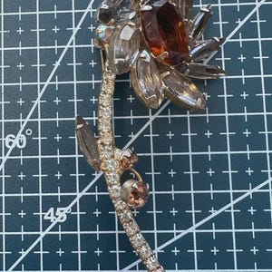 Vintage Czechoslovakian Rhinestone Flower Brooch, c. 1930s–1950s