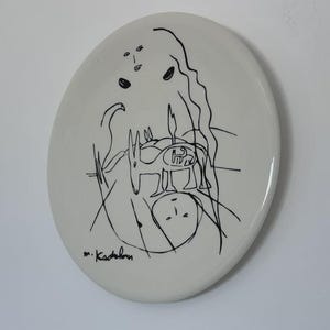 Kadishman Oil Painting On Ceramic Plate - 27CM