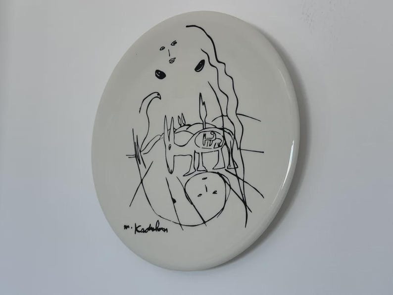 Kadishman Oil Painting On Ceramic Plate - 27CM