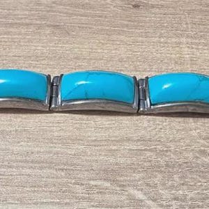 Polish Vintage Sterling Silver 925 & Turquoise Link Bracelet