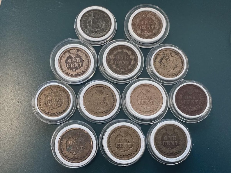 Lot of 12 Early Indian Head Pennies (1859-1864) — Verified Heavy Copper-Nickel Civil War Cents
