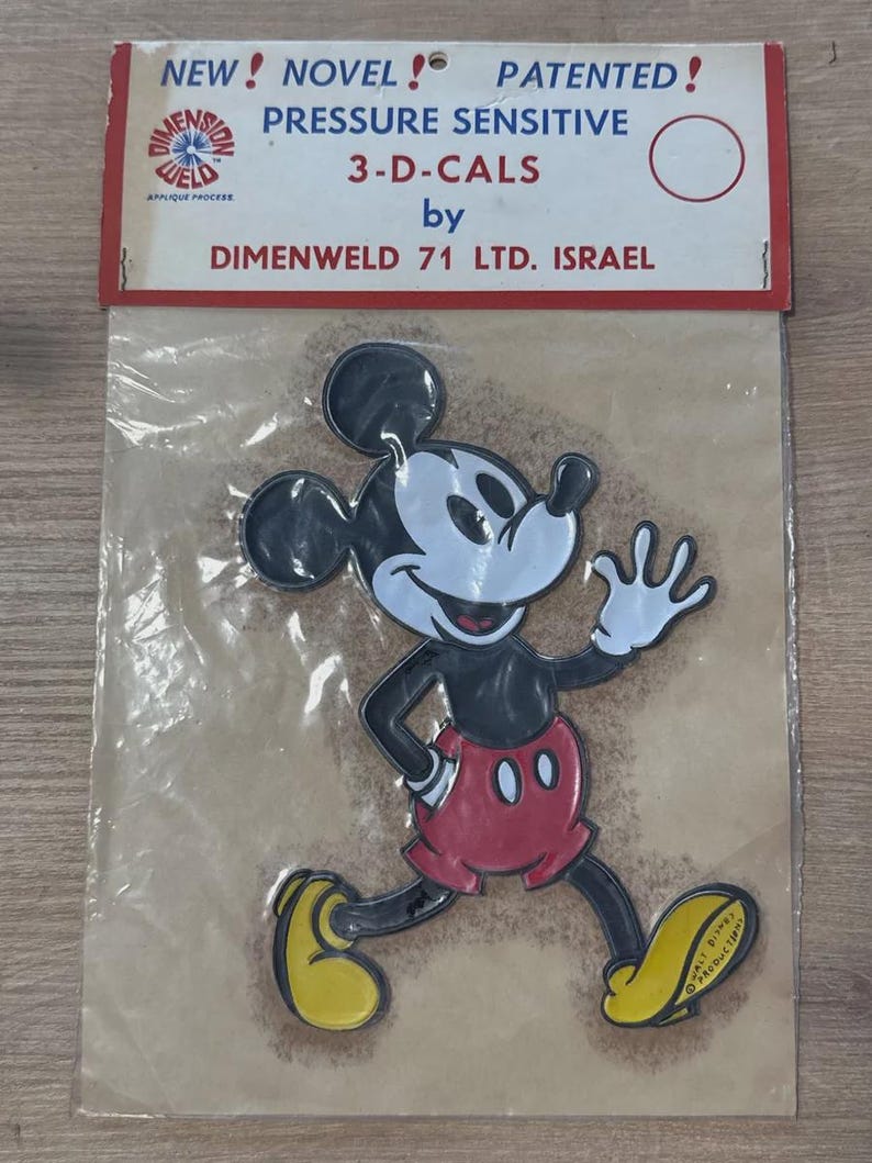 Vintage Israeli Disney 3-D-CALS Large Stickers by Dimenweld 71 - Set of 4 Sealed Packs