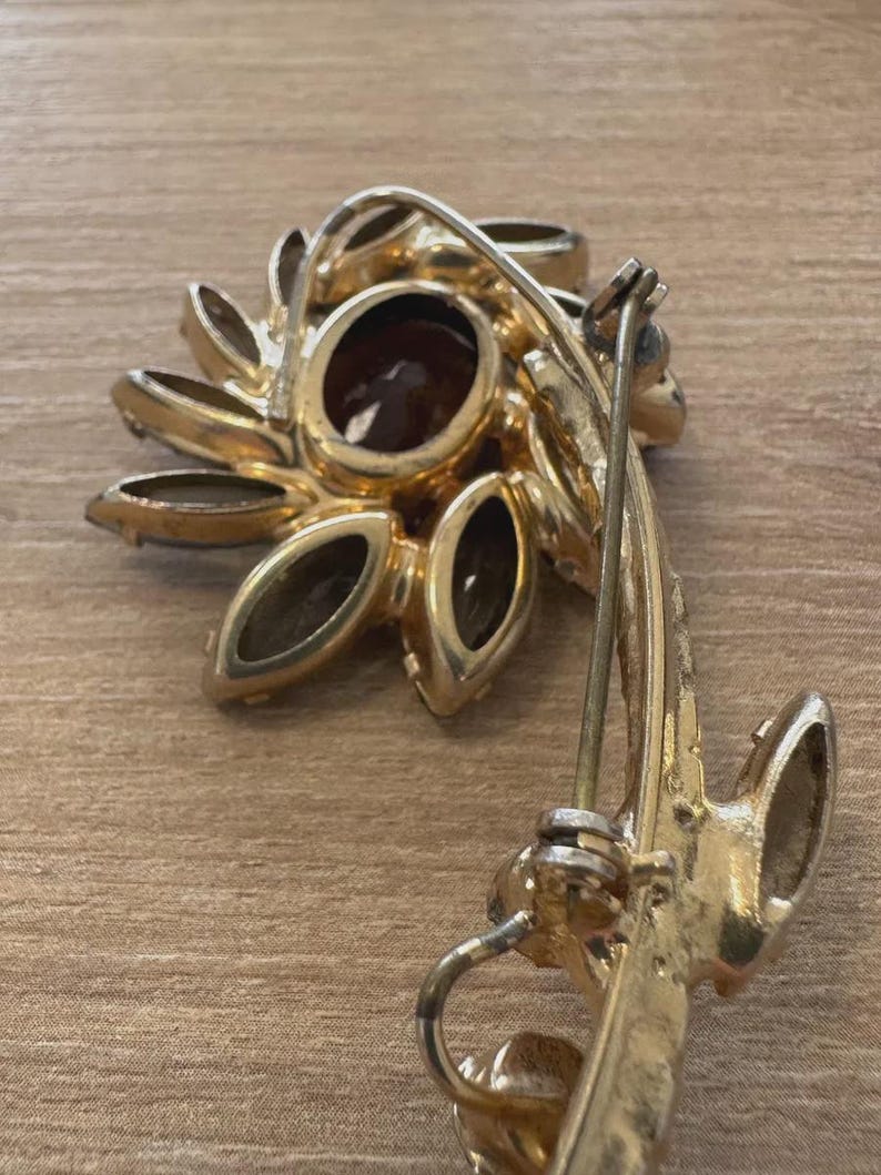 Vintage Czechoslovakian Rhinestone Flower Brooch, c. 1930s–1950s