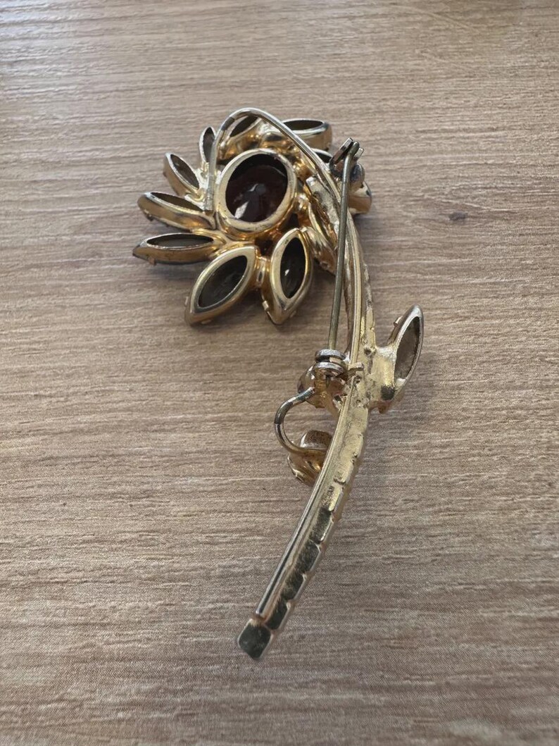 Vintage Czechoslovakian Rhinestone Flower Brooch, c. 1930s–1950s