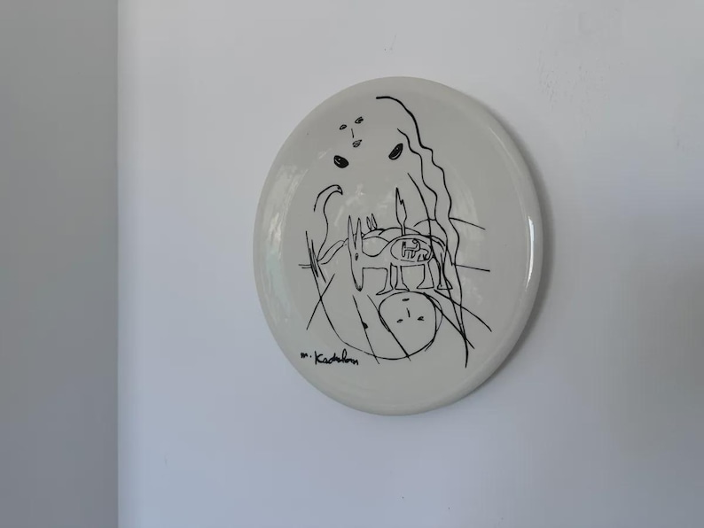Kadishman Oil Painting On Ceramic Plate - 27CM