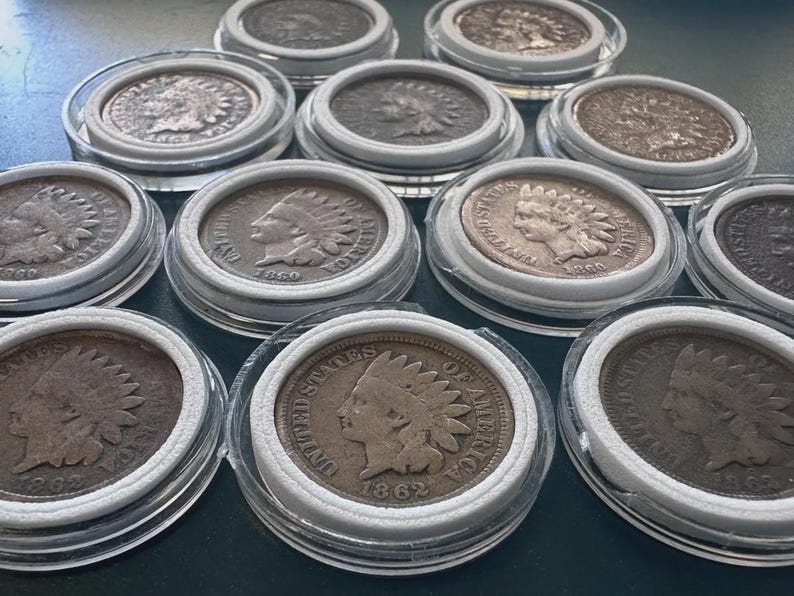 Lot of 12 Early Indian Head Pennies (1859-1864) — Verified Heavy Copper-Nickel Civil War Cents