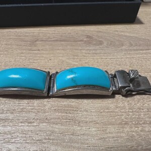 Polish Vintage Sterling Silver 925 & Turquoise Link Bracelet