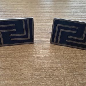 Vintage Mexican Silver Geometric Meander Cufflinks