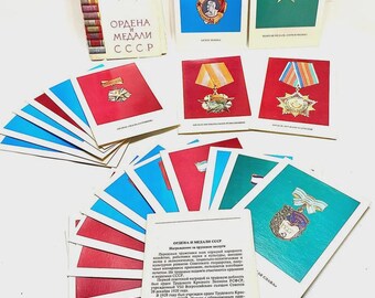 1975 Soviet Union Orders and Medals Postcard Set