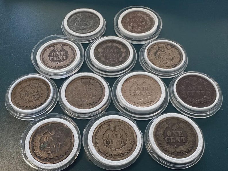 Lot of 12 Early Indian Head Pennies (1859-1864) — Verified Heavy Copper-Nickel Civil War Cents