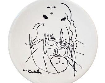 Menashe Kadishman Signed Ceramic Art Plate