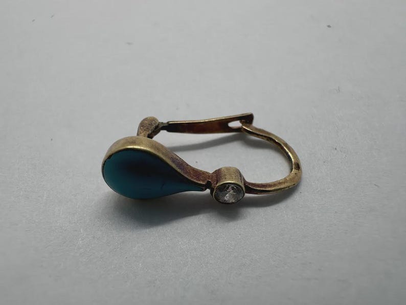 Vintage 14K Gold Turquoise Teardrop Earring