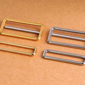 50mm 316L Stainless Steel Rectangle Ring, Bag Hardware Buckle for Webbing Strap Tote Bag, Gold Silver Leather Craft Loop with Center Bar